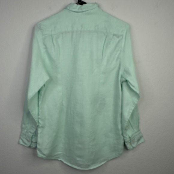 Uniqlo Shirt Mens S Green Linen Button Long Sleeve Summer Coastal Minimalist - Picture 2 of 10